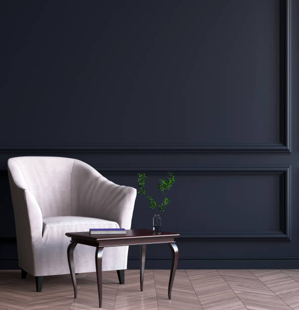 istock Wall mock up in living room. Scandinavian interior. 3d rendering, 3d illustration 1250601183
