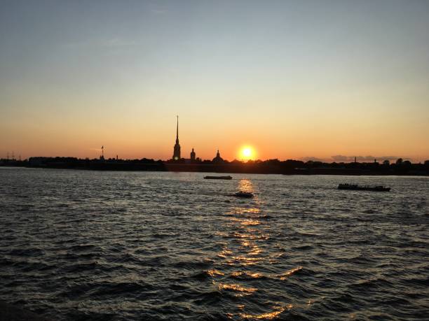 istock Evening Saint Petersburg, sunset on the Neva river 1250603764