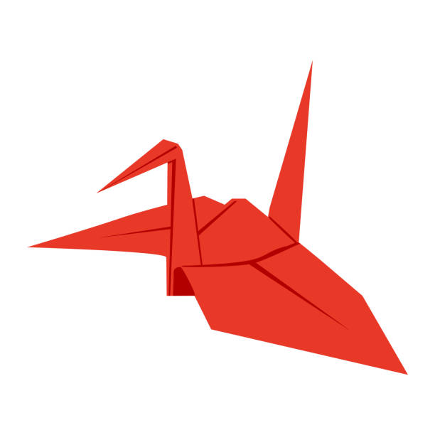 ilustrações de stock, clip art, desenhos animados e ícones de japanese lucky charm card.  this is a paper crane. - origami crane