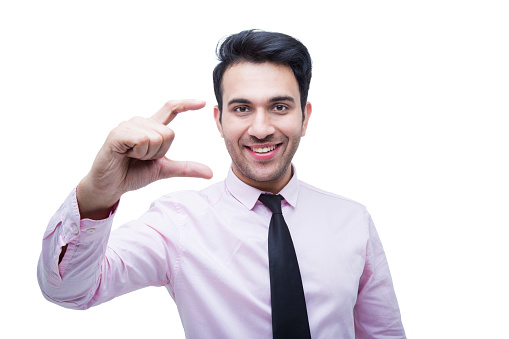 Female hand showing three fingers isolated on white background