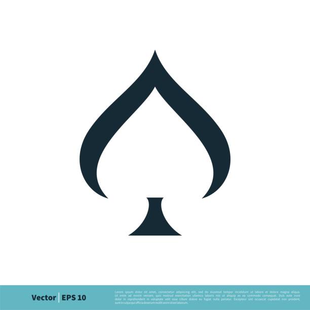 spade of poker card icon vector logo szablon ilustracja projekt. wektor eps 10. - number card stock illustrations