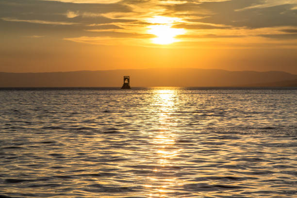 Geneva lake sunset in Switzerland