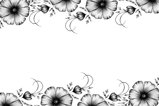 Ilustración de Borde Floral Vintage En Dibujo A Lápiz Decoraciones De Flores Diseño De Marco Floral Blanco Y Negro Para Tarjetas Día De Las Madres Invitaciones y más Vectores Libres de Derechos Ilustración de Borde Floral Vintage En Dibujo A Lápiz Decoraciones De Flores Diseño De Marco Floral Blanco Y Negro Para Tarjetas Día De Las Madres Invitaciones y más Vectores Libres de Derechos