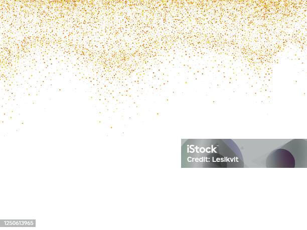 Abstract Pattern Of Random Falling Golden Dots On White Background ...