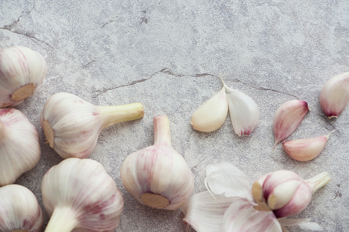 close up of fresh purple garlics