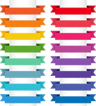 Big Ribbons Back Colorful Big Ribbons Collection Isolated White Background Stock ...