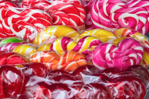 istock Abstract texture multicolored lollipops on the market 1250619759