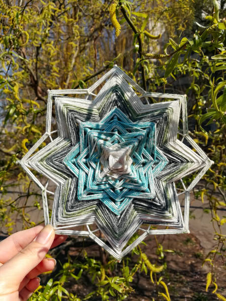 Woven bright God's eye mandala home talisman