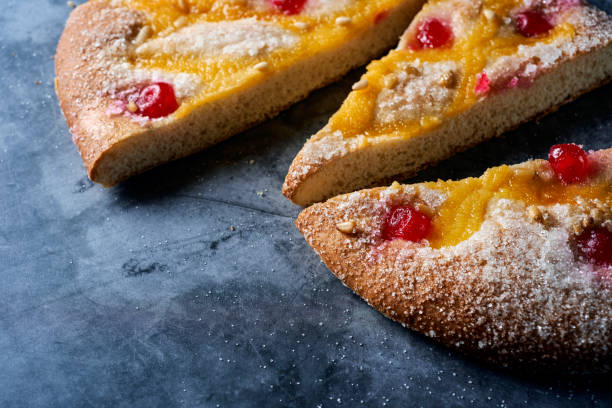 istock coca de Sant Joan, sweet flat cake from Catalonia 1250625036