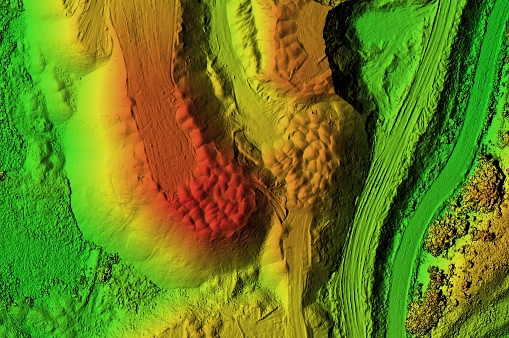 DEM - digital elevation model. Product made after proccesing pictures taken from a drone.