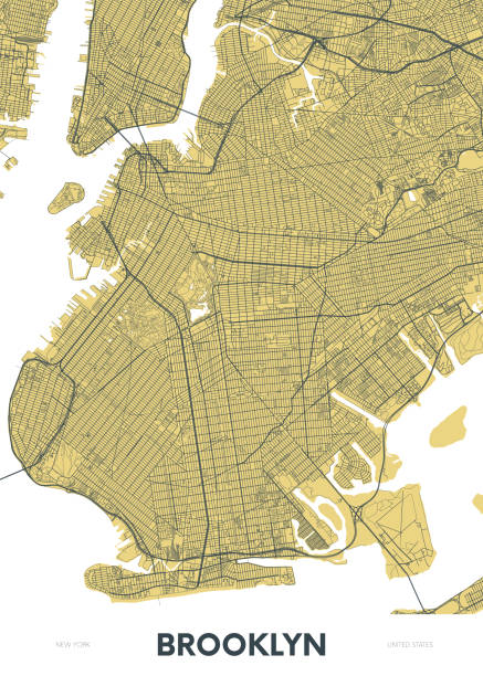 ilustrações de stock, clip art, desenhos animados e ícones de detailed borough map of brooklyn new york city, color vector city street plan, printable travel poster or postcard - brooklyn new york city bridge new york state