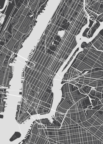 ilustrações de stock, clip art, desenhos animados e ícones de vector detailed map new york - manhattan