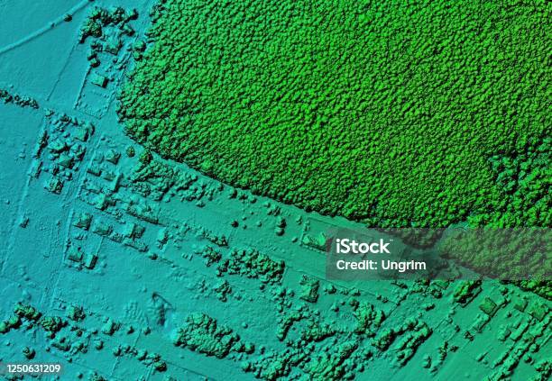 Digital Elevation Model Of A Forest Area Stock Photo - Download Image Now - Agriculture, Digitally Generated Image, Drone