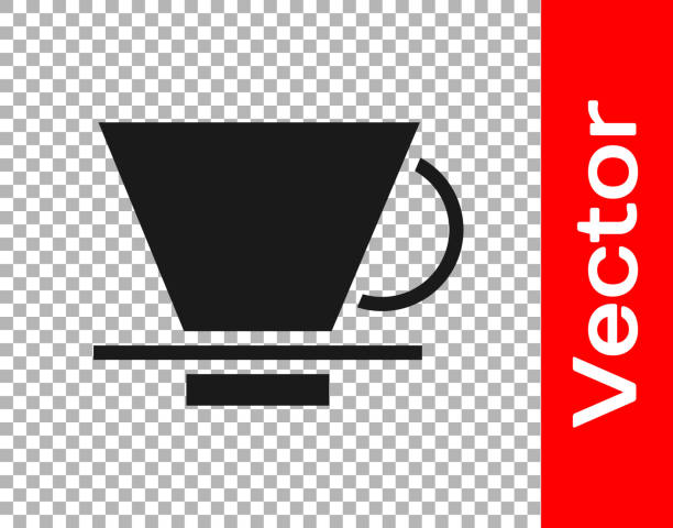illustrations, cliparts, dessins animés et icônes de icône de cafetière v60 noire isolée sur fond transparent. illustration vectorielle - coffee aromatherapy black black coffee
