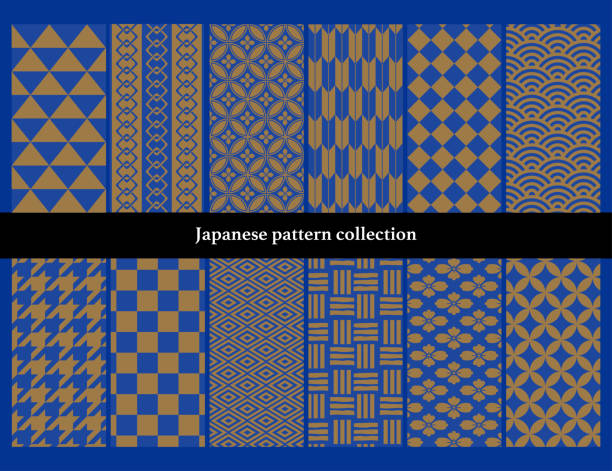 Japanese traditional continuous pattern set No. 1: A lot of painting area. Japanese traditional continuous pattern set No. 1: A lot of painting area. houndstooth check stock illustrations