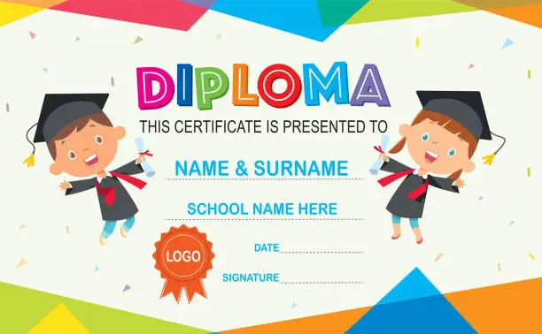Vector illustration of Kids Diploma