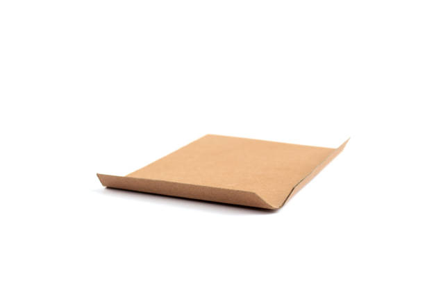 istock Cardboard transport slip sheets isolated on white. Alternative packaging concept, paper pallet for transportation and delivery 1250636644