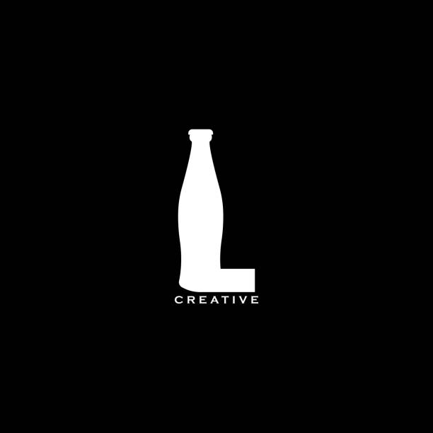 illustrazioni stock, clip art, cartoni animati e icone di tendenza di concetto di bottiglia semplice design piatto del logo della lettera l - letter l water typescript liquid