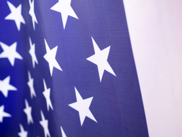 istock The star shape on fabric American flag background. Selective focus. 1250637388