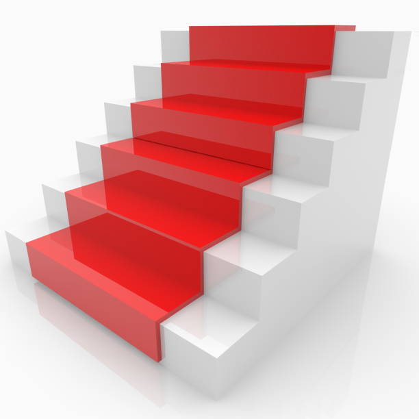 istock White stairs with red carpet 1250640059