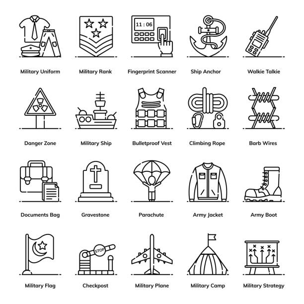Pack Of Army Flat Icons Here we bring an army icon pack. If you are looking for a potential pack you surely won't miss grabbing this one. military camp stock illustrations
