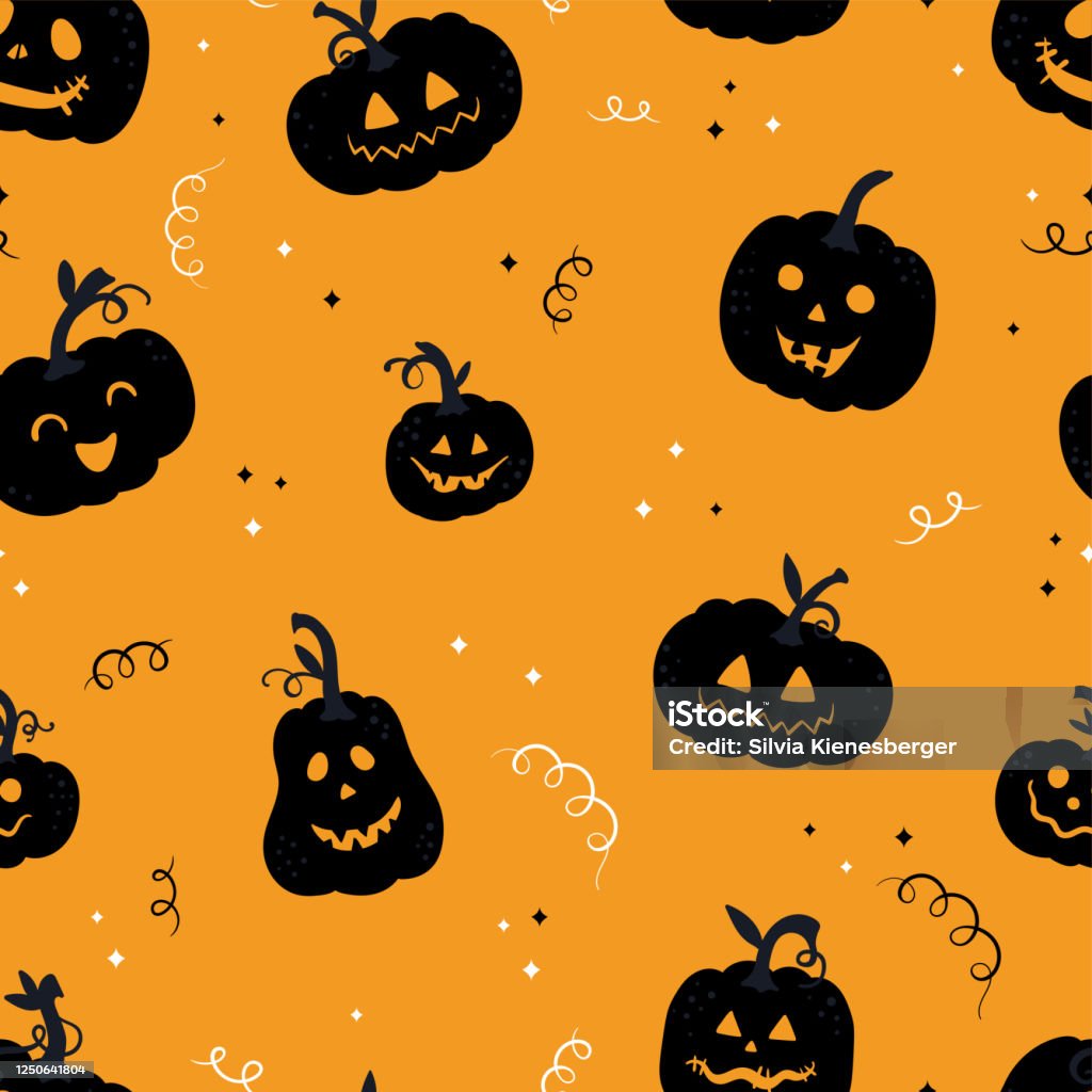 Ilustración de Divertido Dibujado A Mano Halloween Calabaza Patrón Sin  Costuras Lindo Fondo De Calabazas Ideal Para Banners Fondos De Pantalla  Textiles Tarjetas Diseño Vectorial y más Vectores Libres de Derechos de