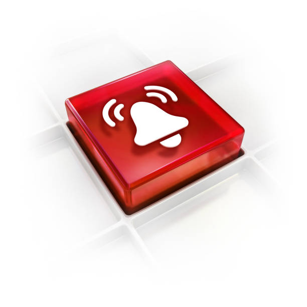 3d glänzendes symbol des alarms oder ankündigungssymbols - warning sign audio stock-fotos und bilder