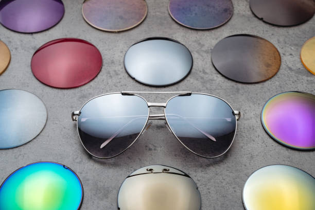 istock Assortment of colored trendy lenses for sunglasses 1250646764