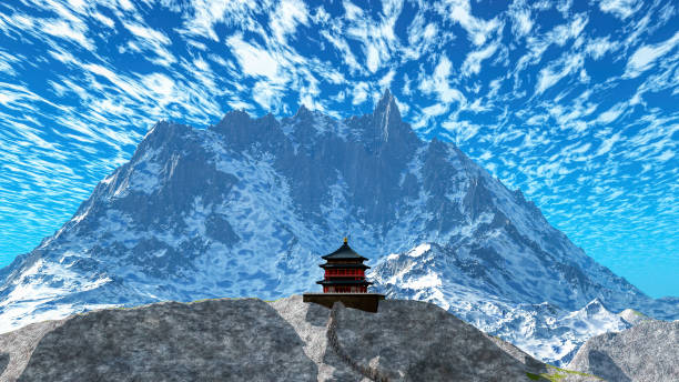 istock Sun temple - Buddhist shrine in the Himalayas 3d rendering 1250655123