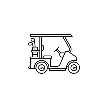 istock Golf cart vector line icon 1250656919