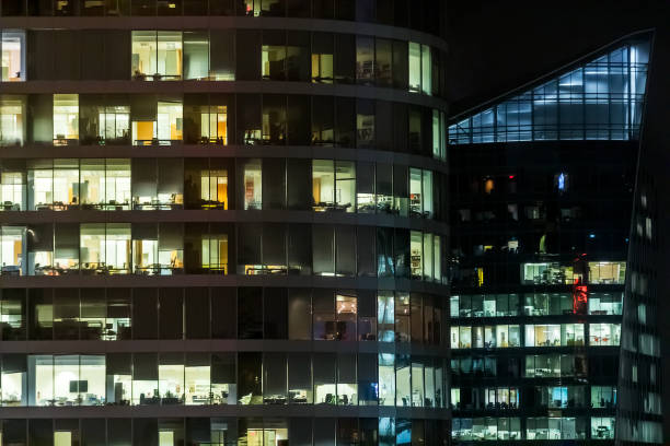 istock Office Building Exterior Background at night 1250657051