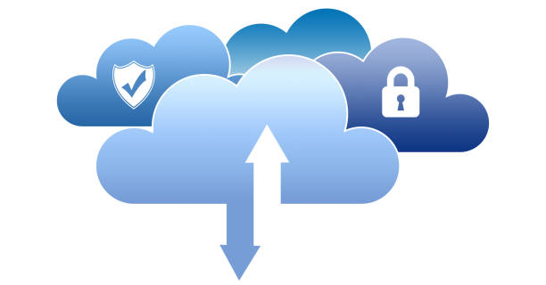 koncept veřejných a hybridních cloudů. - hybridní pohon vozidlem na alternativní paliva stock ilustrace