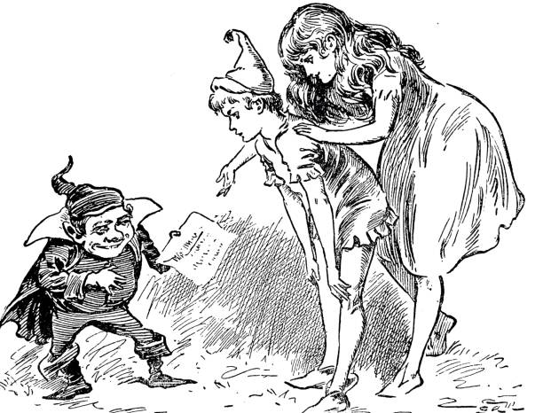 istock Gnome delivers a letter to two girls 1250664688
