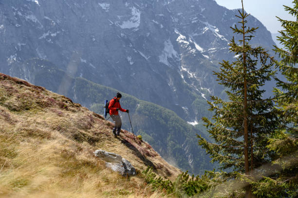istock Man descending the mountain 1250665911