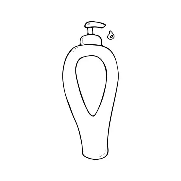 Vector illustration of Bottle with dispenser and drop