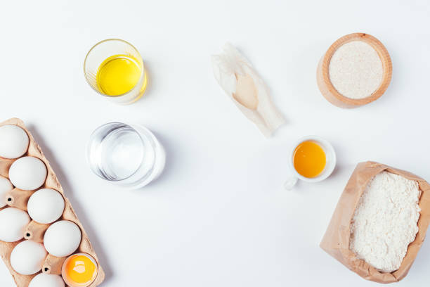 istock Cooking homemade bread, ingredients for the dough eggs 1250674738