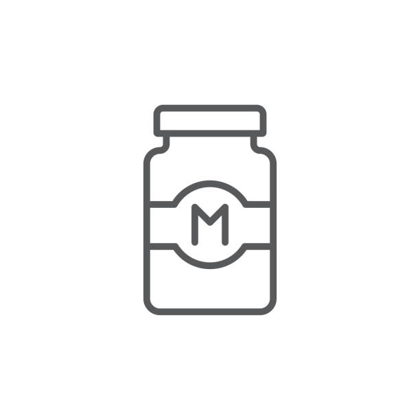 illustrations, cliparts, dessins animés et icônes de symbole d’icône de vecteur de pot de mayonnaise isolé sur le fond blanc - mustard bottle sauces condiment