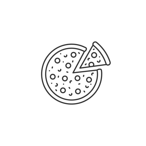 Pizza line icon with editable stroke. Simple outline food symbol. Vector illustration. Pizza line icon with editable stroke pizza symbols stock illustrations