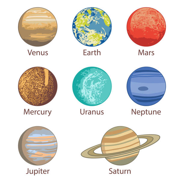 Vector illustration of isolated solar system planets Vector illustration of isolated solar system planets jupiter stock illustrations