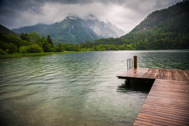 istock Mountain lake on a rainy day 1250683517