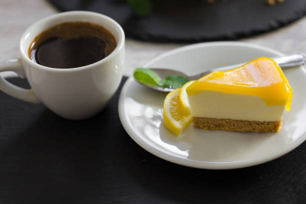 istock Creamy cheesecake, delicious lemon cheesecake and coffee 1250684478