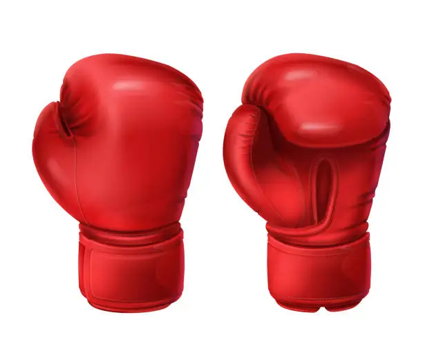 Vector illustration of Realistic pairs of red boxing gloves