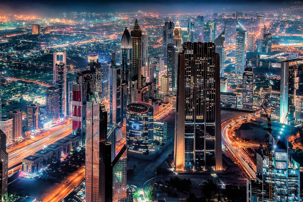 istock Dubai city in evening 1250687360