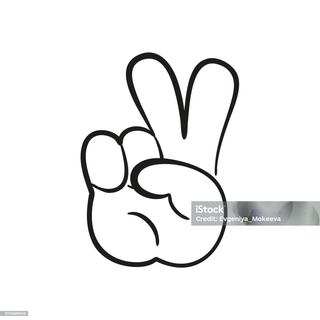 Hoạt Hình Bàn Tay Bình Yên Cử Chỉ Với Hai Ngón Tay Lên Hình minh ...