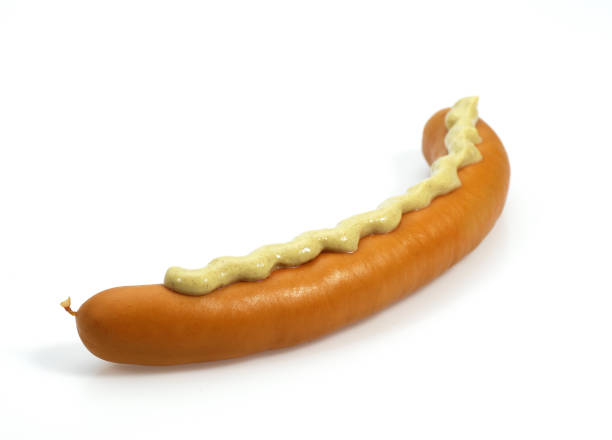 istock Strasbourg Sausages with Mustard against White Background 1250688334
