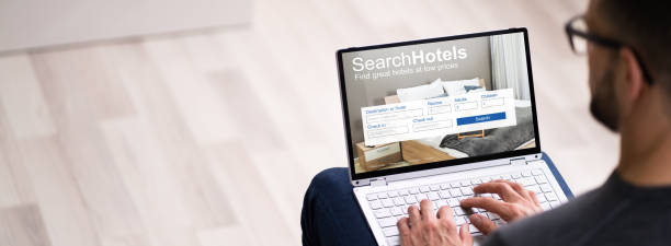 istock Man Booking Hotel On Website 1250690125