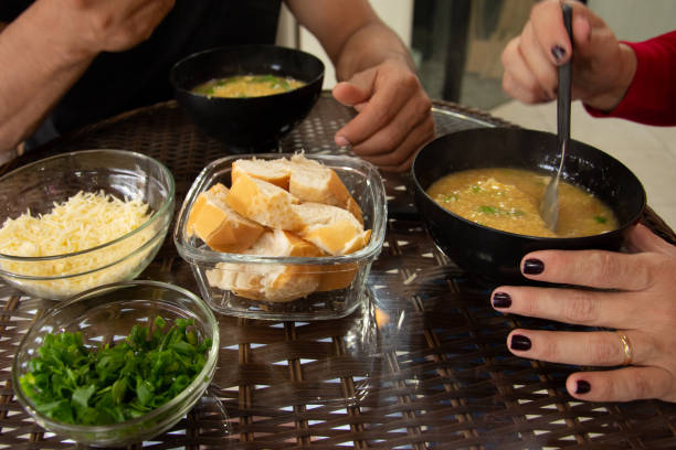 istock ingredients for broth: bread, grated cheese, chives 1250690265