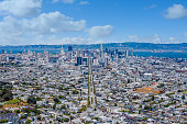 Aerial View San Francisco Skyline down Market Street