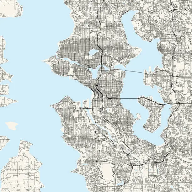 Vector illustration of Seattle, Washington Vector Map