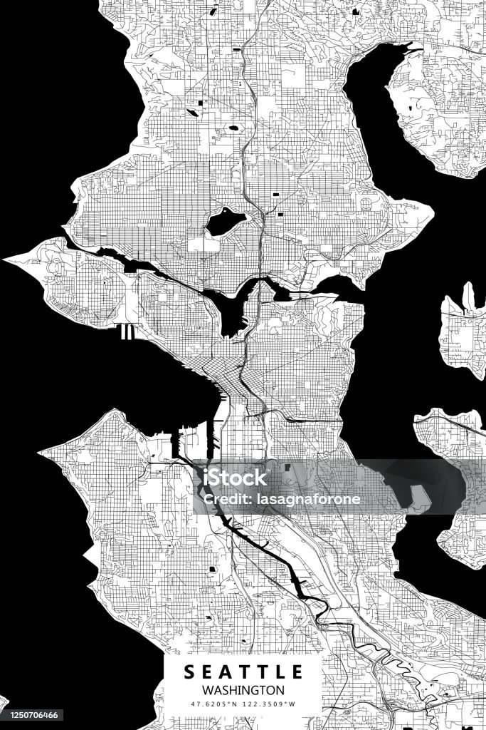 Seattle Shape Seattle Washington Vector Map Stock Illustration - Download Image Now ...